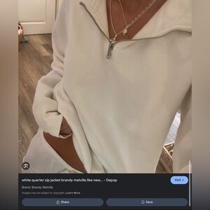 Brandy Melville White Quarter Zip Crewneck